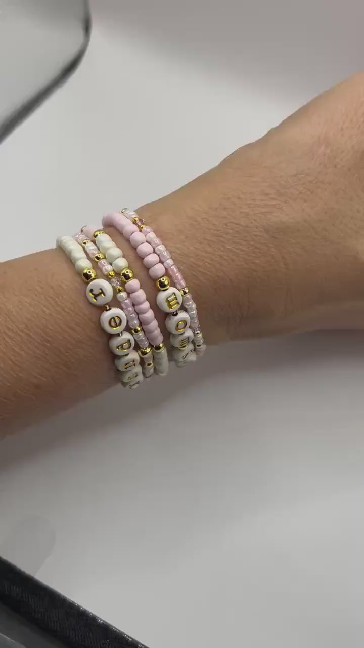 Small DIY Bracelet Making Kit: Seed Beads, Letter & Silver Charms